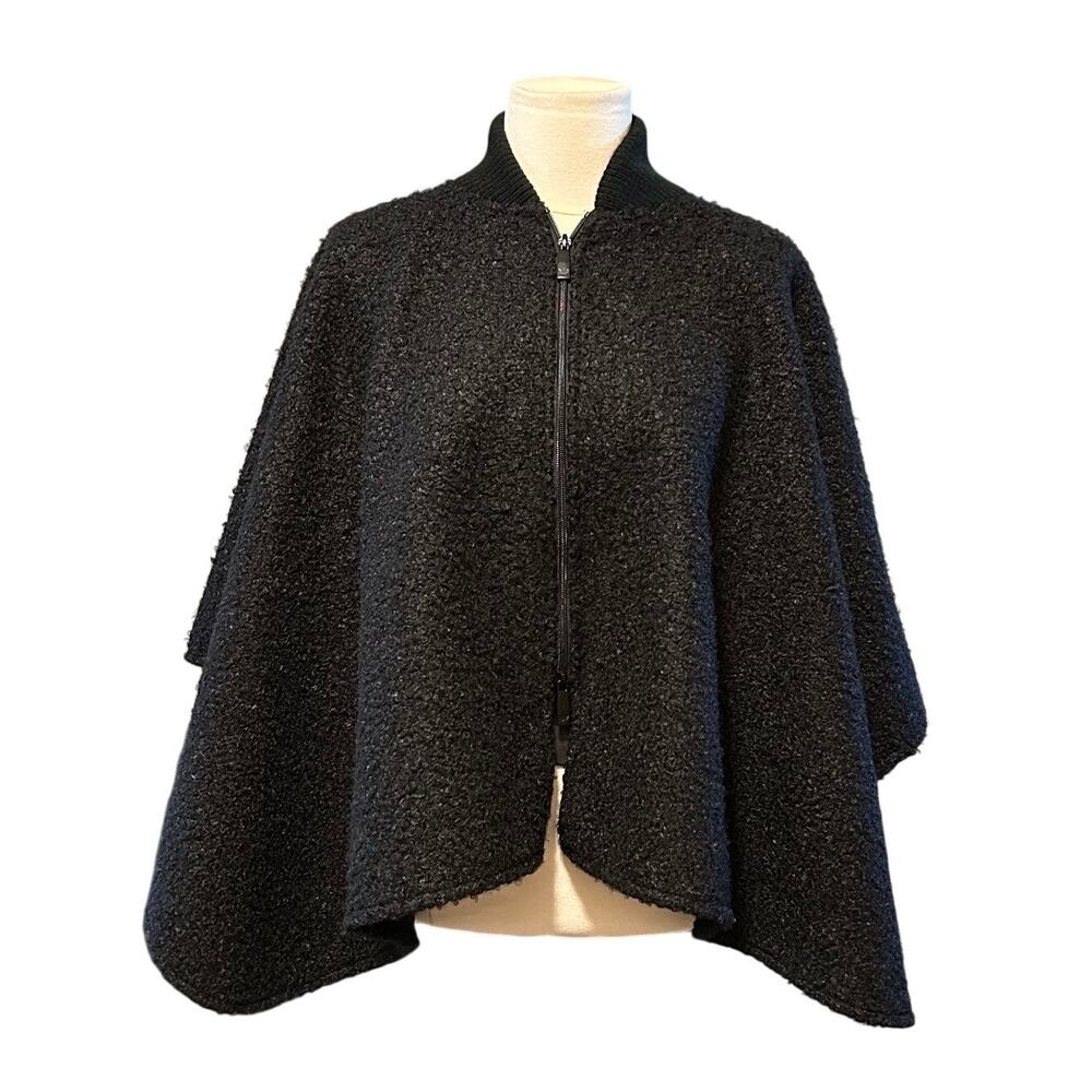Canada Weathergear Zip Front Knit Cape Poncho Sweater Textured, One Size